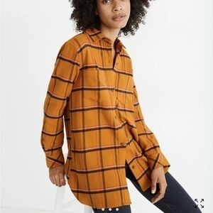 Madewell NWOT Flannel Classic Ex-Boyfriend Shirt in Caffrey Plaid SIZE XXS
